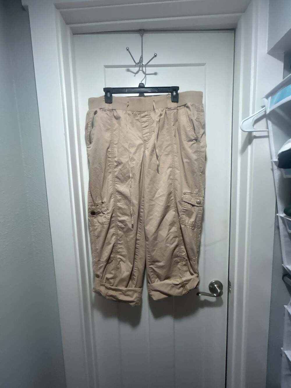 Vintage Y2K Fashion Bug Cargo Capri Pants Size XXL Khaki Drawstring Jogger